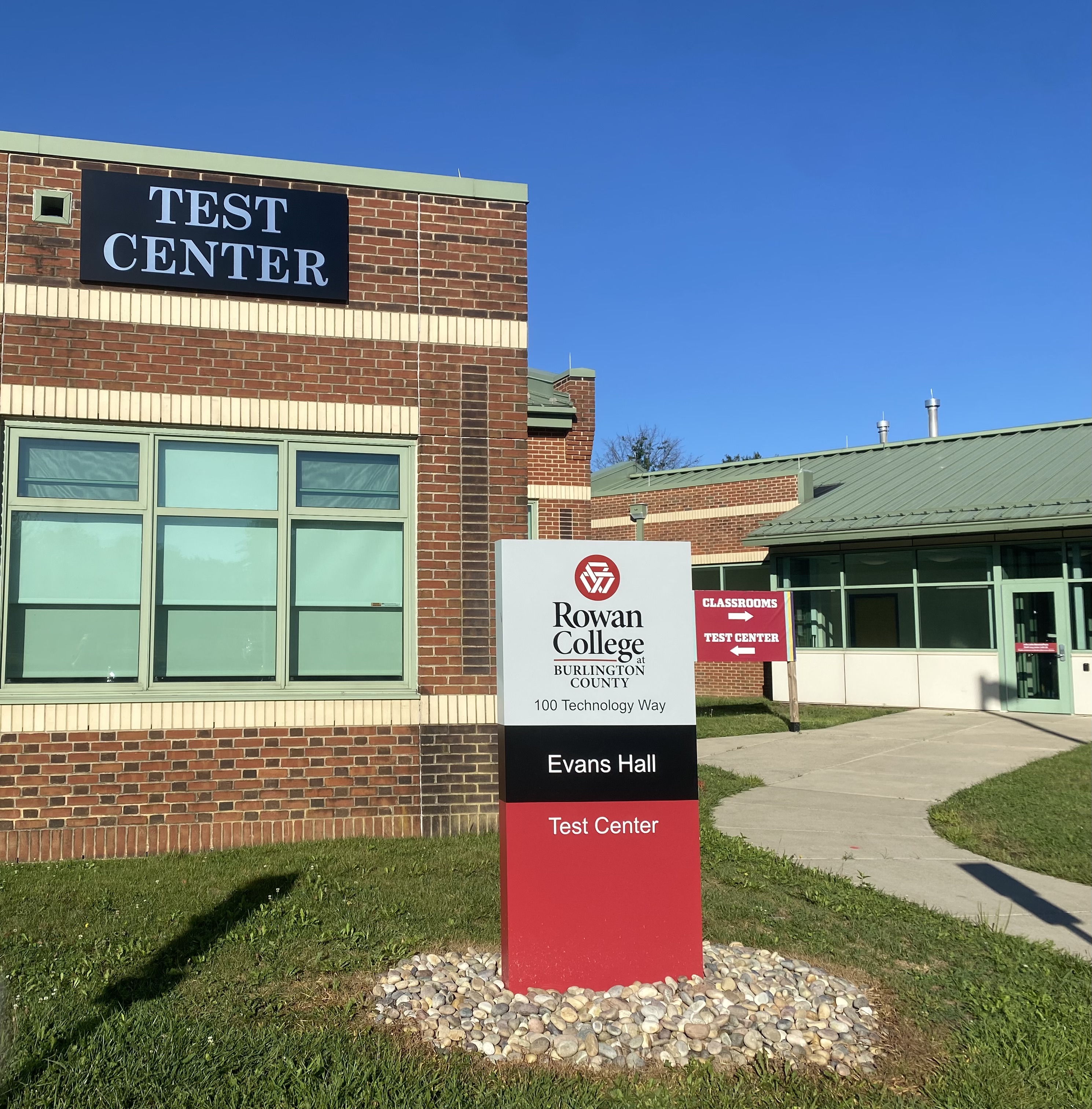 The signage outside of the Testing Center at Evans Hall