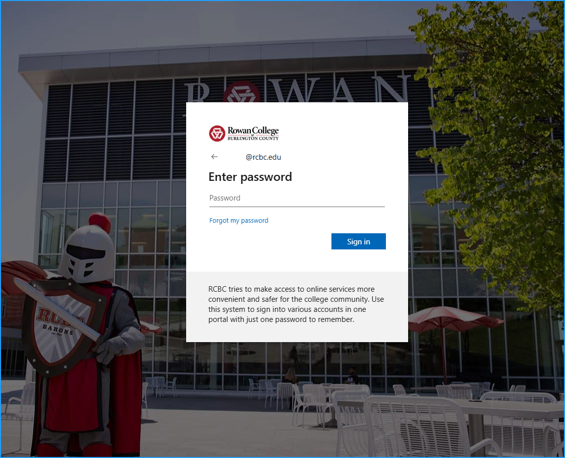 RCBC Enter password sign in screen