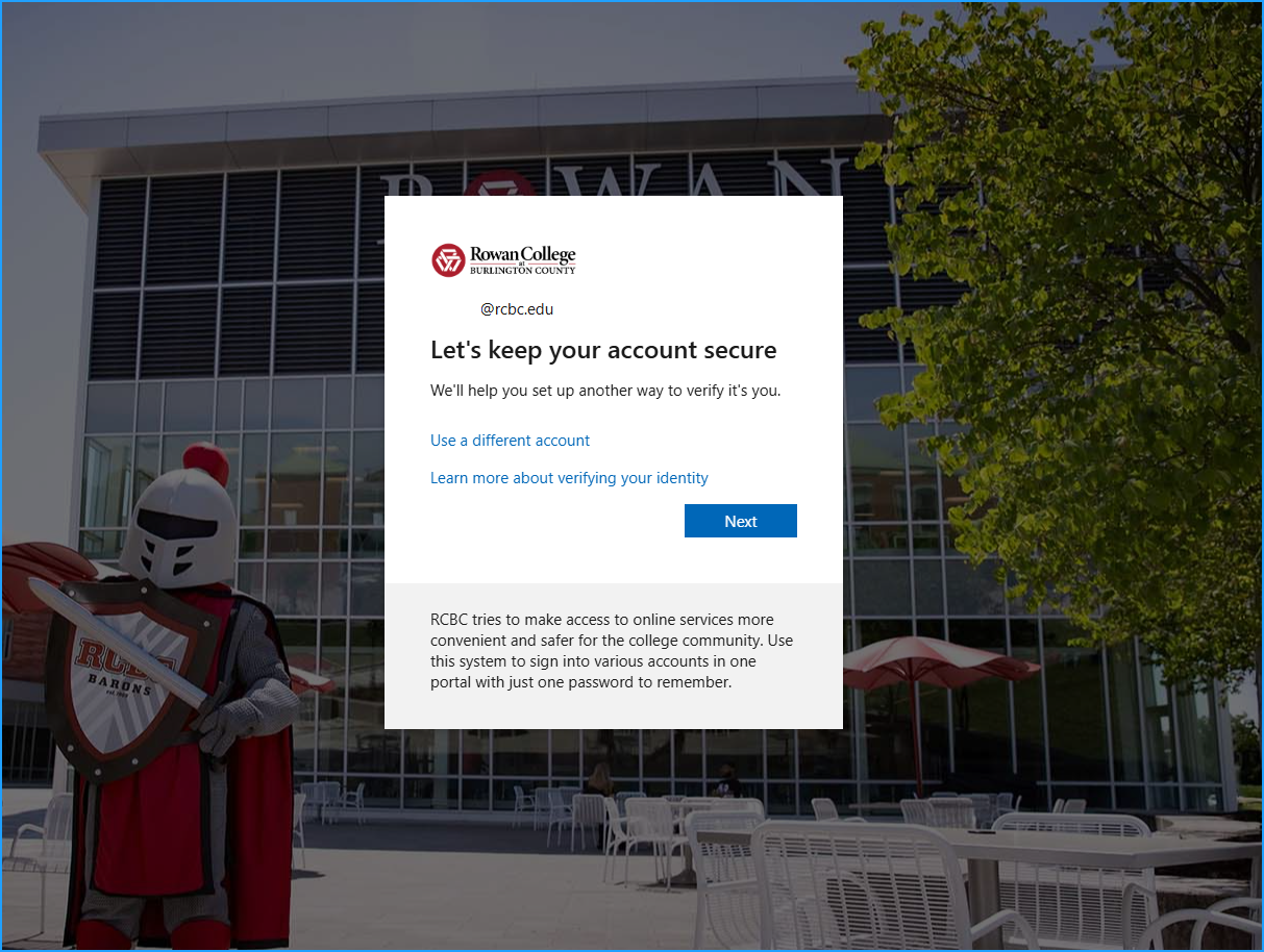 RCBC screen to keep account secure