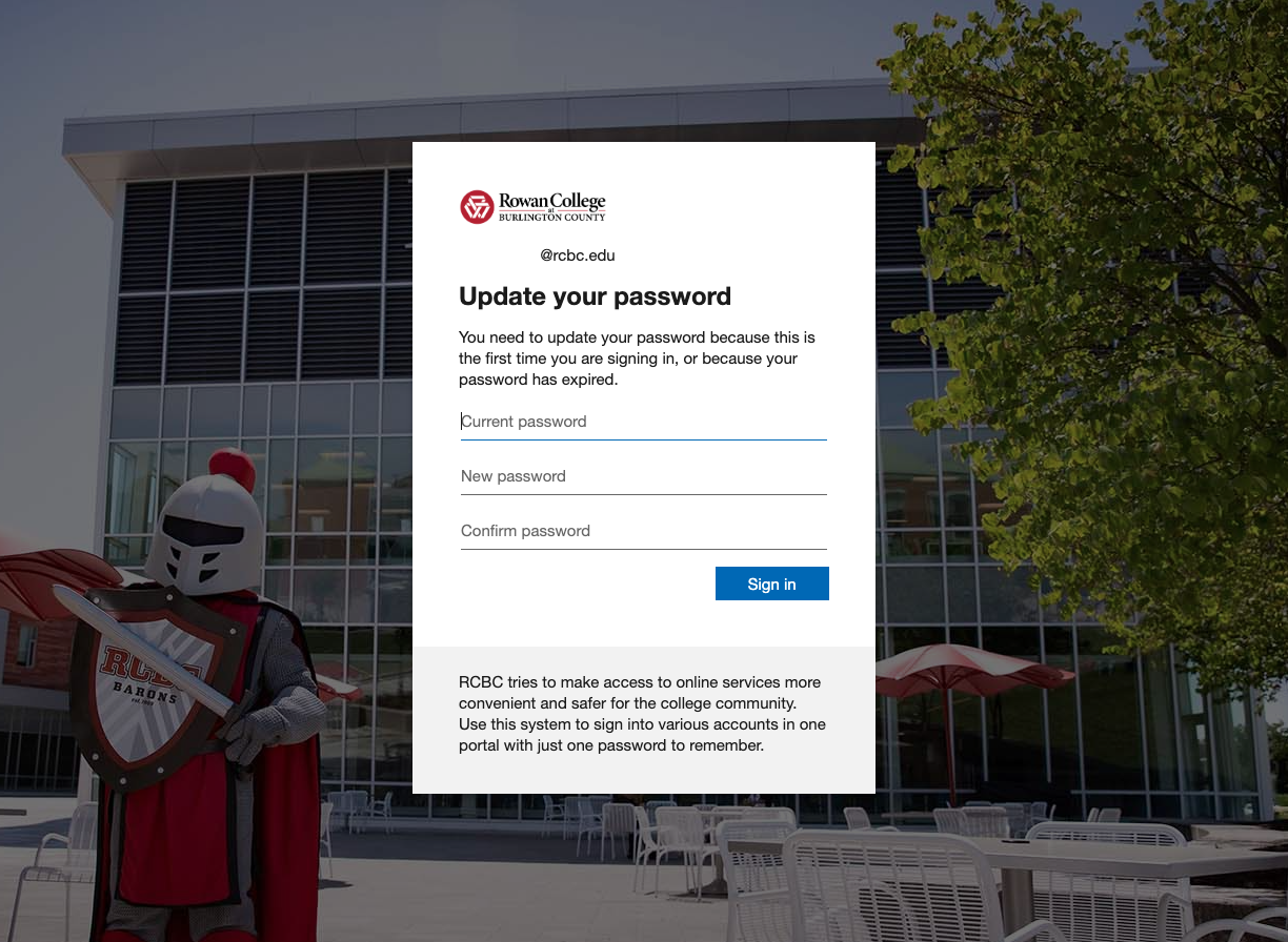 RCBC update your password prompt