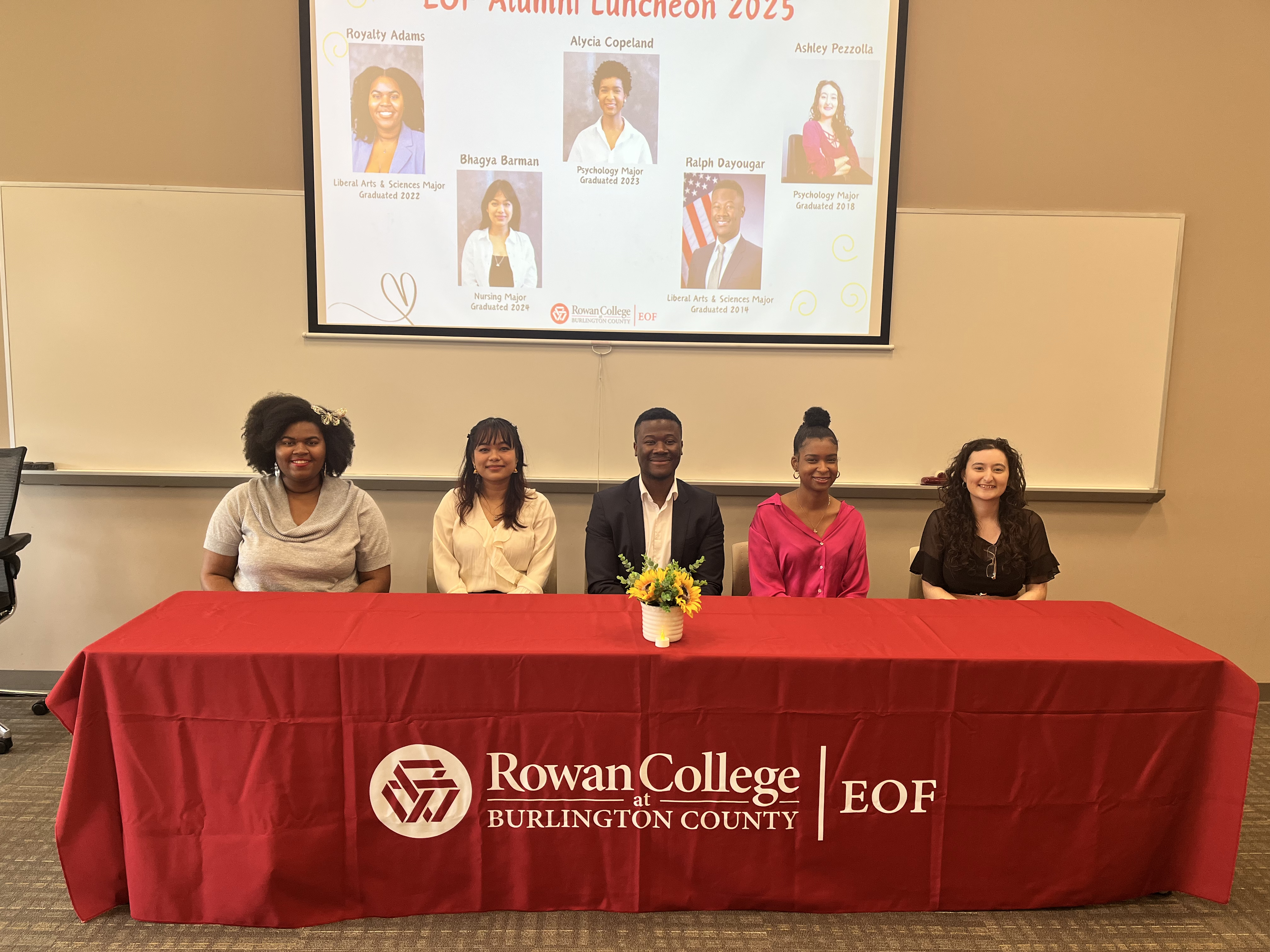 EOF Alumni sitting at a luncheon table
