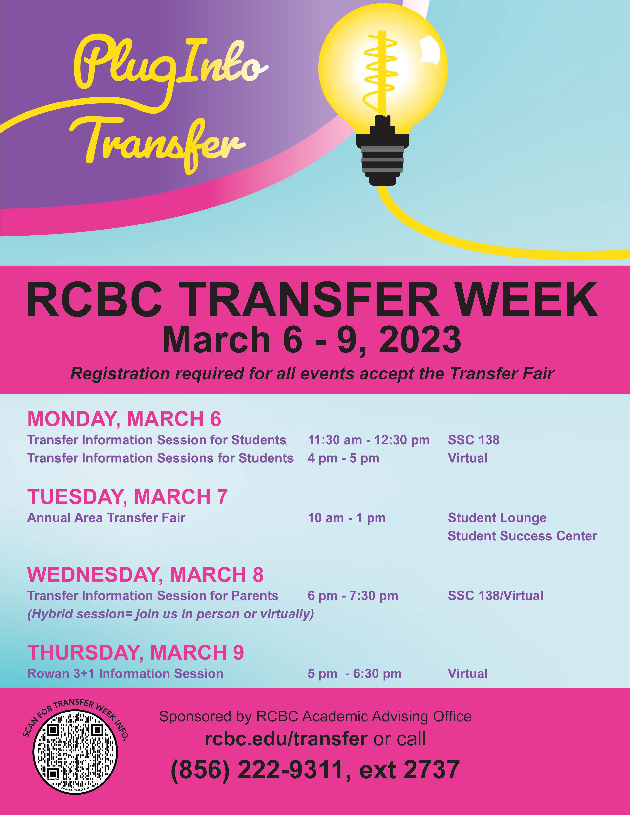 RCBC Transfer Week Flyer with Date and Time details