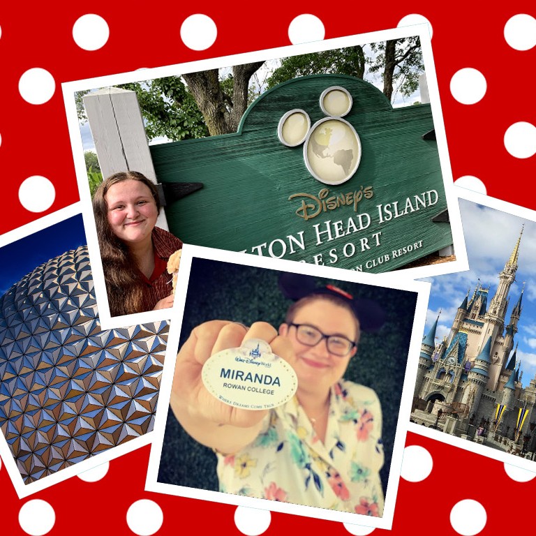 Miranda Seguin, Carley Kelley and photos of Disney in a collage format