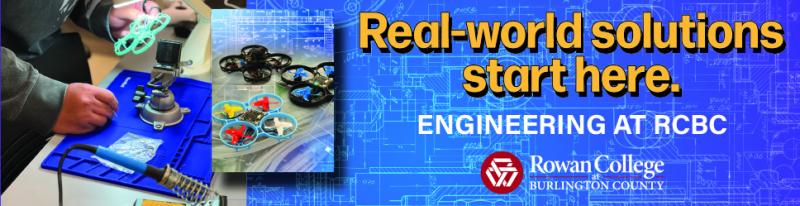 Decorative image of Engineering degree campaign stating real-world solutions start here