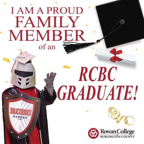 Instagram graphic stating "I am a proud family parent of an RCBC graduate"