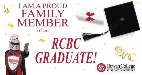 Facebook graphic stating "I am a proud family member of an RCBC graduate" with RCBC logo at bottom and Barry in cap and gown