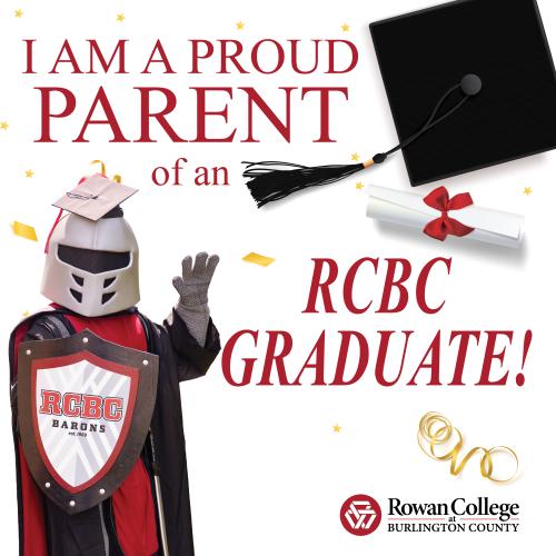 Instagram graphic stating "I am a proud family parent of an RCBC graduate"