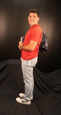 Student model Michael Caulder poses in the photography studio.