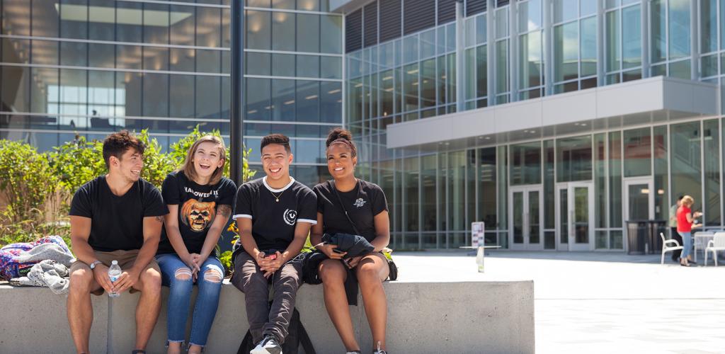 RCBC students laughing outside on the quad