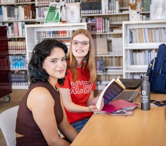 Two students in the library