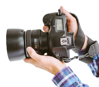 set of hands holding a camera
