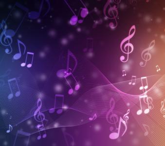 Abstract Colorful music background with notes