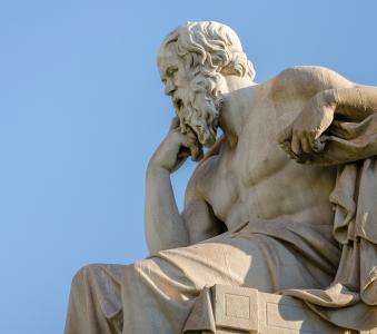 Close Up Statue of the Philosopher Socrates