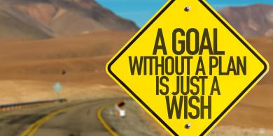 Road sign with the words "A goal without a plan is just a wish"