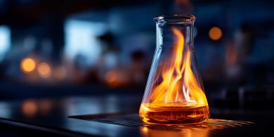 Fire inside a scientific beaker