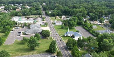 Suburban Road, Church, and Fire Station
