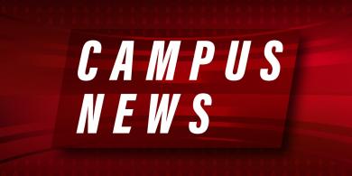 Campus News text with red striped background