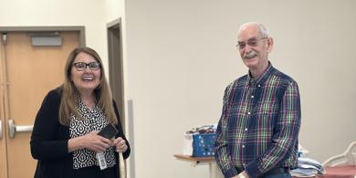 Dean of Health Sciences Karen Montalto and Foundation donor Joseph Wechselberfer