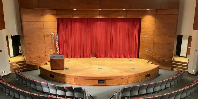 An empty shot of the Votta Hall auditorium.