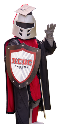 New barry mascot outfit in cap and gown