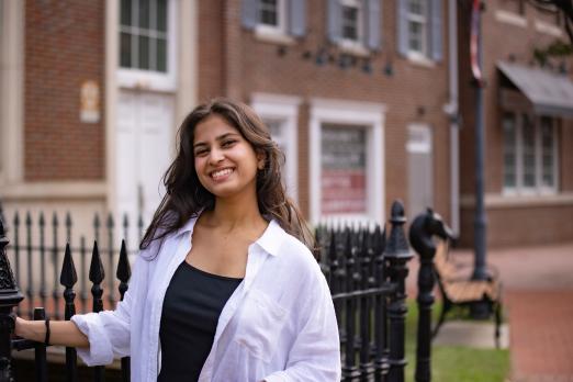 Jiya Bhatt poses on the Mount Holly campus.