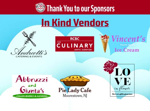 Elevating Education 2026 In-Kind Sponsors: Ambrelli's, RCBC Culinary, Vincent's Ice Cream, Abbruzzi and Guianta's, Pie Lady Cafe, LOVE in Flower
