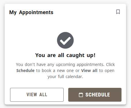 Screenshot of the My Appointment Card in BaronOne