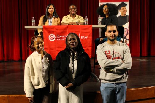 EOF Alumni students on stage at Votta Auditorium