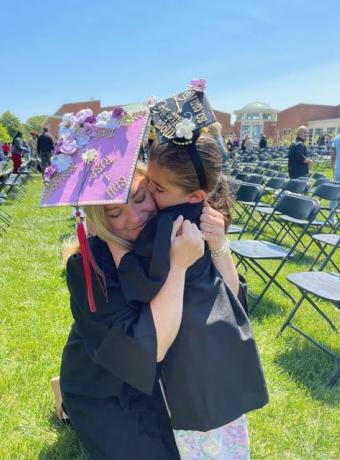 Jennifer Welwood hugs her daughter