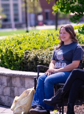Kristal Thompson poses on the quad.