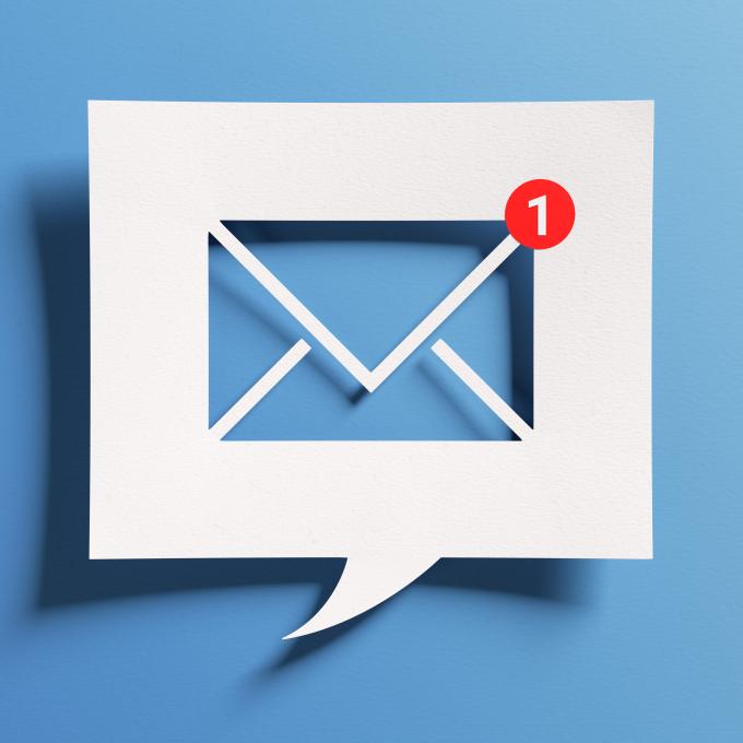 Decorative image for email icon with a notification alert